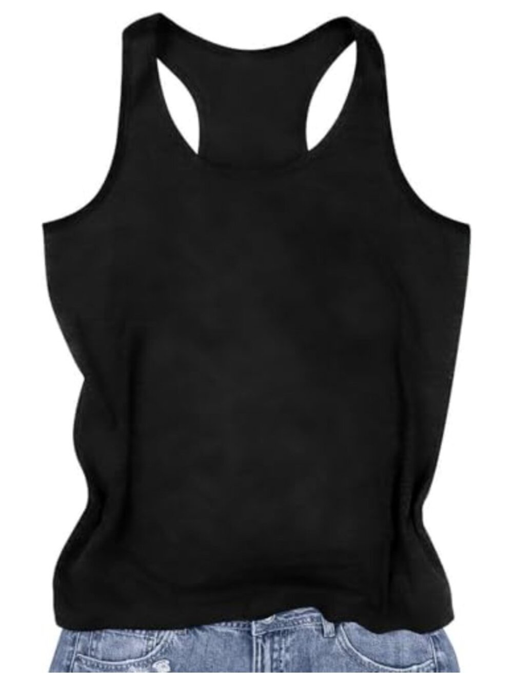 Womens Racerback Tank Top Sleeveless Round Neck Summer Casual Tee